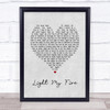 The Doors Light My Fire Grey Heart Song Lyric Print