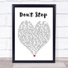 Don't Stop Fleetwood Mac Quote Song Lyric Heart Print