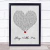 Chanyeol & Punch Stay With me Grey Heart Song Lyric Print