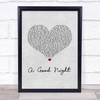 John Legend A Good Night Grey Heart Song Lyric Print