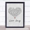 The Cure Love Song Grey Heart Song Lyric Print