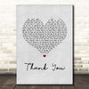 Dido Thank You Grey Heart Song Lyric Print