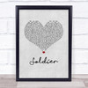 James TW Soldier Grey Heart Song Lyric Print