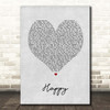 Pharrell Williams Happy Grey Heart Song Lyric Print