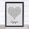 Bear's Den Agape Grey Heart Song Lyric Print