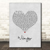 Hurts Wings Grey Heart Song Lyric Print