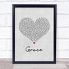 Lewis Capaldi Grace Grey Heart Song Lyric Print