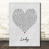 Brett Young Lady Grey Heart Song Lyric Print