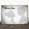 Bruno Mars Marry You Man Lady Couple Grey Song Lyric Print