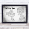 Bruno Mars Marry You Man Lady Couple Grey Song Lyric Print