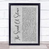 Simon & Garfunkel The Sound Of Silence Grey Rustic Script Song Lyric Print