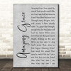 Hymn Amazing Grace Grey Rustic Script Song Lyric Print