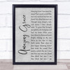 Hymn Amazing Grace Grey Rustic Script Song Lyric Print