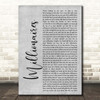 The Script Millionaires Grey Rustic Script Song Lyric Print