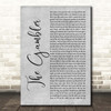 Fun. The Gambler Grey Rustic Script Song Lyric Print