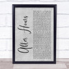 The Weeknd After Hours Grey Rustic Script Song Lyric Print