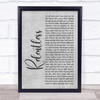 Audrye Sessions Relentless Grey Rustic Script Song Lyric Print