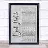 Silverstein Bad Habits Grey Rustic Script Song Lyric Print