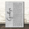 Post Malone Goodbyes Grey Rustic Script Song Lyric Print