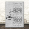 Killswitch Engage Always Grey Rustic Script Song Lyric Print