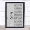 Boney M Sunny Grey Rustic Script Song Lyric Print