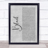 Dave Black Grey Rustic Script Song Lyric Print