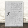 Kenny Rogers Lady Grey Rustic Script Song Lyric Print