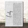 Brett Young Lady Grey Rustic Script Song Lyric Print