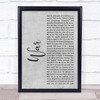 Bob Marley War Grey Rustic Script Song Lyric Print