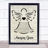 Judy Covington Amazing Grace Music Script Angel Song Lyric Print