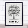 The Beatles In My Life Music Script Tree Song Lyric Print