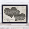 Take That A Million Love Songs Landscape Music Script Two Hearts Song Lyric Print
