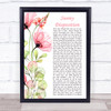 Avenged Sevenfold Sunny Disposition Floral Poppy Side Script Song Lyric Print