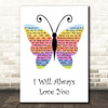 Whitney Houston I Will Always Love You Rainbow Butterfly Song Lyric Print