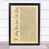 Nickleback If Today Was Your Last Day Rustic Script Song Lyric Print