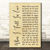 Nat King Cole When I Fall In Love Rustic Script Song Lyric Print