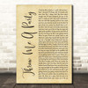 Rita Wilson Throw Me A Party Rustic Script Song Lyric Print