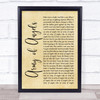 The Script Army of Angels Rustic Script Song Lyric Print