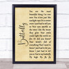 Lenny Kravitz Butterfly Rustic Script Song Lyric Print