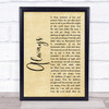 Killswitch Engage Always Rustic Script Song Lyric Print