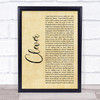 Beartooth Clever Rustic Script Song Lyric Print