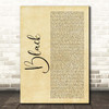 Dave Black Rustic Script Song Lyric Print