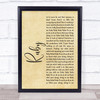 Kaiser Chiefs Ruby Rustic Script Song Lyric Print