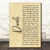 Nirvana Dumb Rustic Script Song Lyric Print