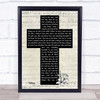 Coldplay Yellow Music Script Christian Memorial Cross Song Lyric Print