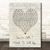 Diana Ross You're All I Need To Get By Script Heart Song Lyric Print