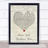 Buddy Holly Brown Eyed Handsome Man Script Heart Song Lyric Print