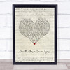 Keith Whitley Don't Close Your Eyes Script Heart Song Lyric Print