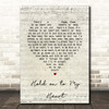 W.A.S.P. Hold on to My Heart Script Heart Song Lyric Print