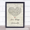 Tom Waits San Diego Serenade Script Heart Song Lyric Print